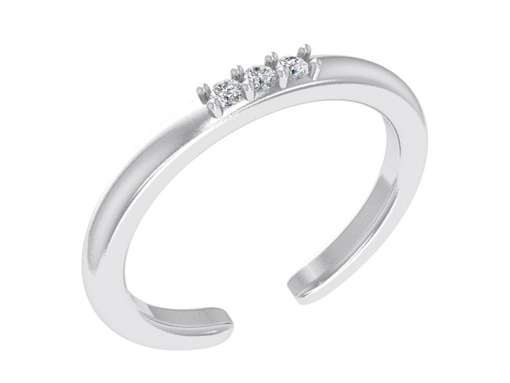 Luxury Sterling Silver Gold-Plated Triple Diamond Toe Ring