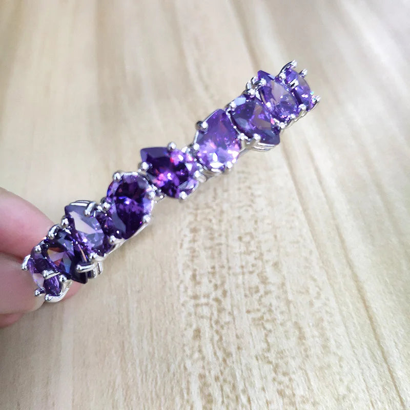 Natural Amethyst Sterling Silver Bangle
