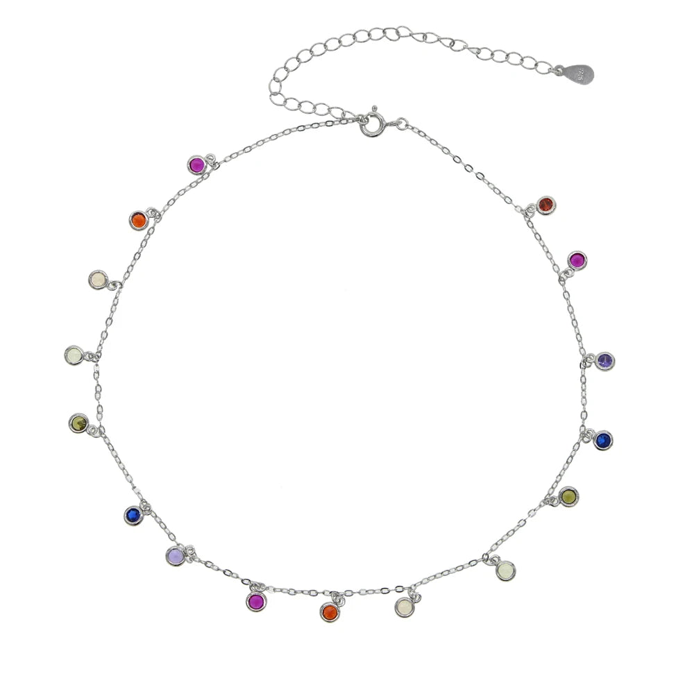 Summer Rainbow CZ Sterling Silver Choker