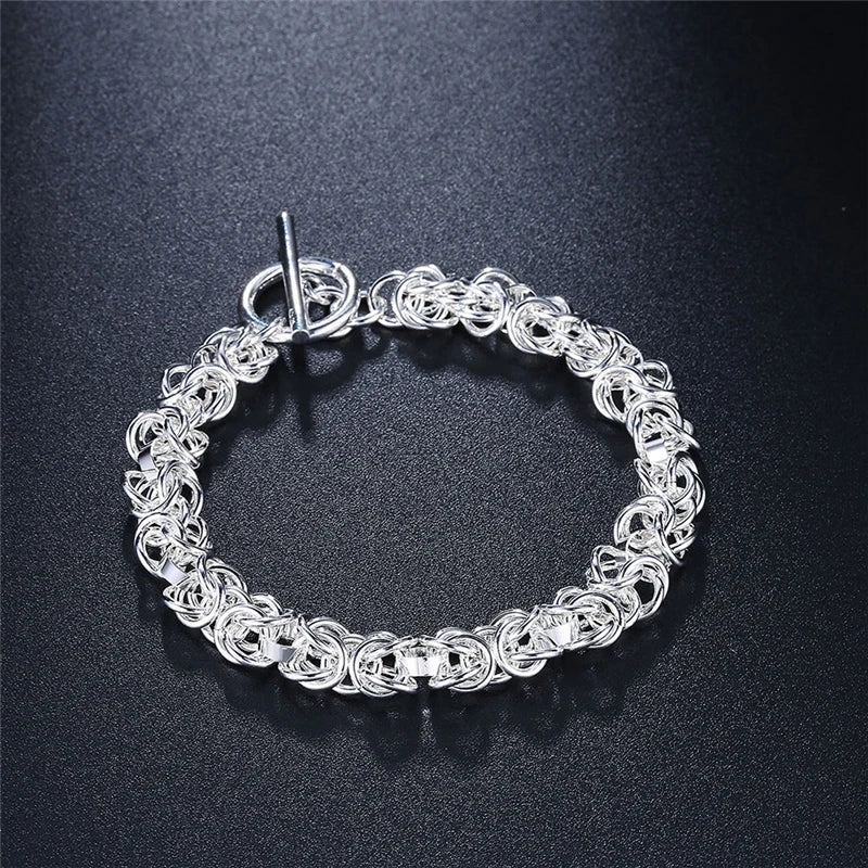 Interlinkingly-Knotted Sterling Silver Bracelet