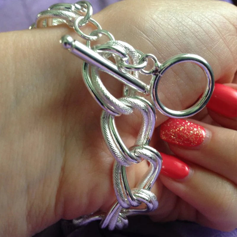 Smooth Interlocking Sterling Silver Bracelet