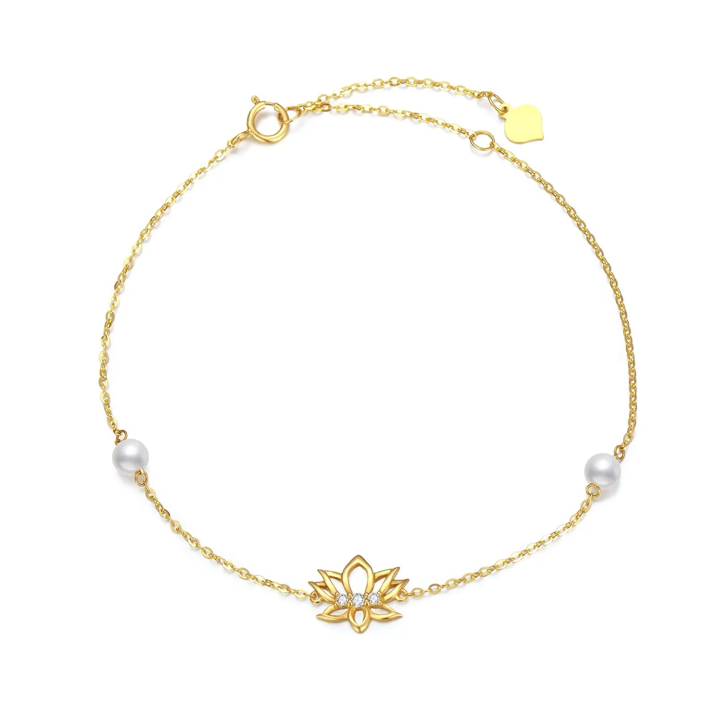 14K Yellow Gold Sun Lotus Pearl Bracelet
