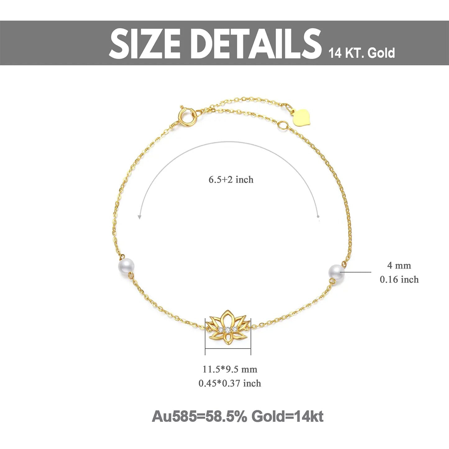 14K Yellow Gold Sun Lotus Pearl Bracelet