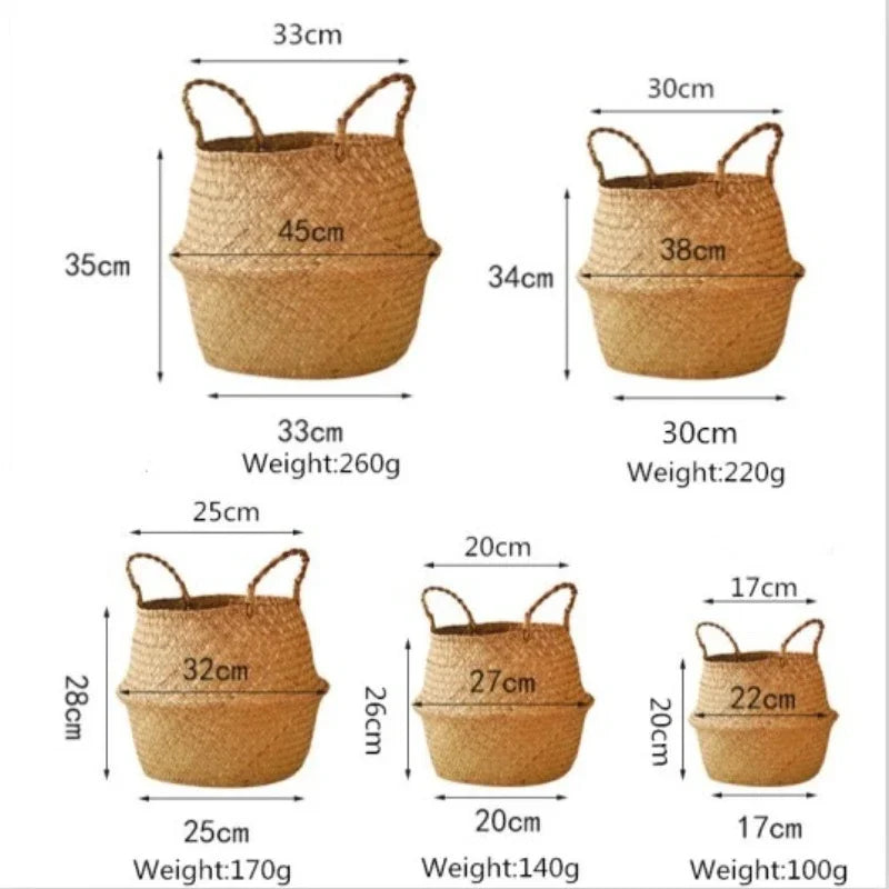 Seaweed Wicker Basket Rattan Hanging Flower Pot - Storage Basket