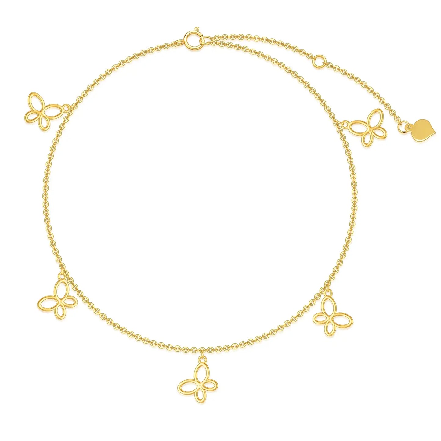 14K Yellow Gold Butterfly Anklet