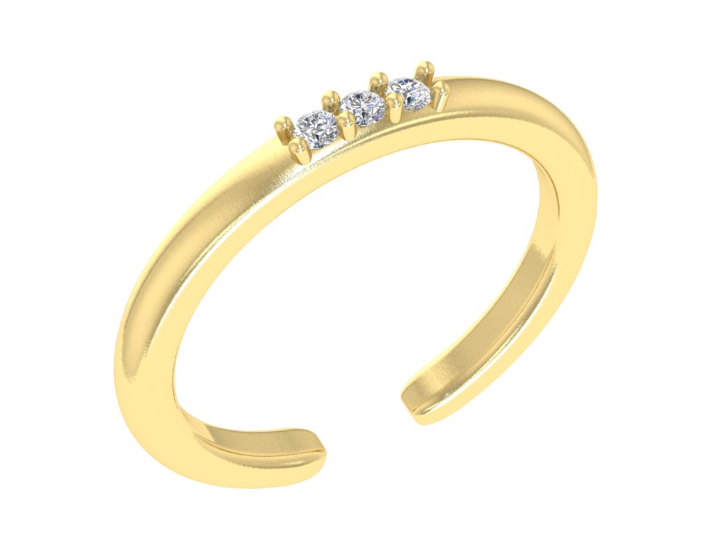 14K Solid Gold Diamond-Trio Toe Ring