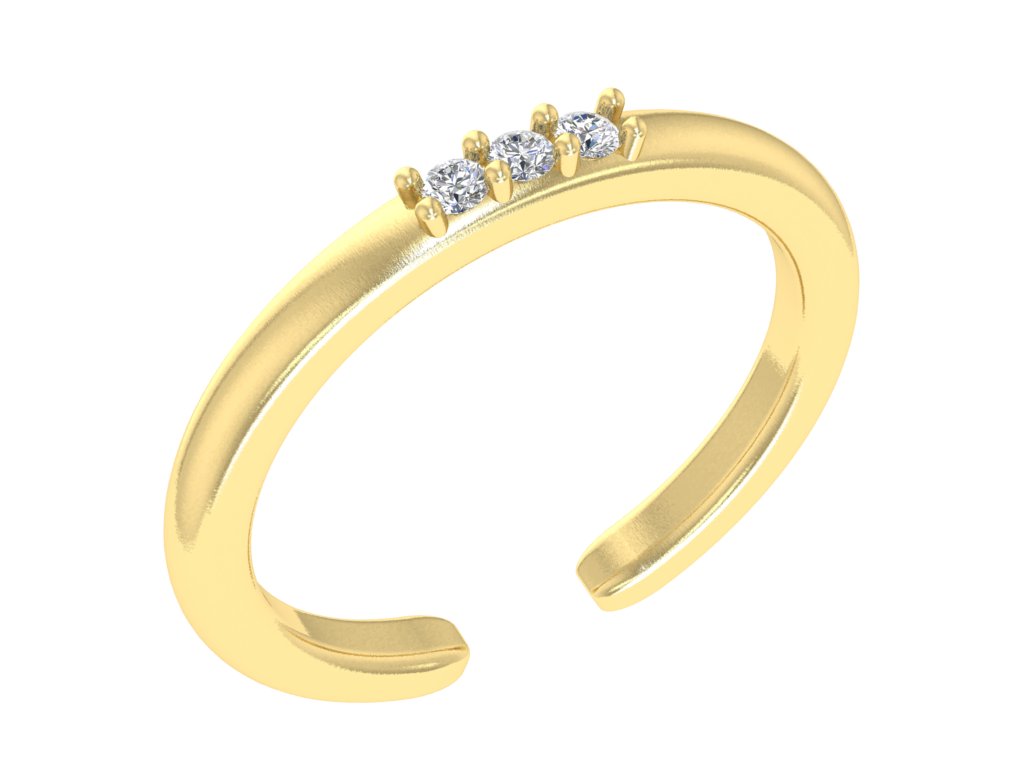 Luxury Sterling Gold Plated Triple Diamond Toe Ring