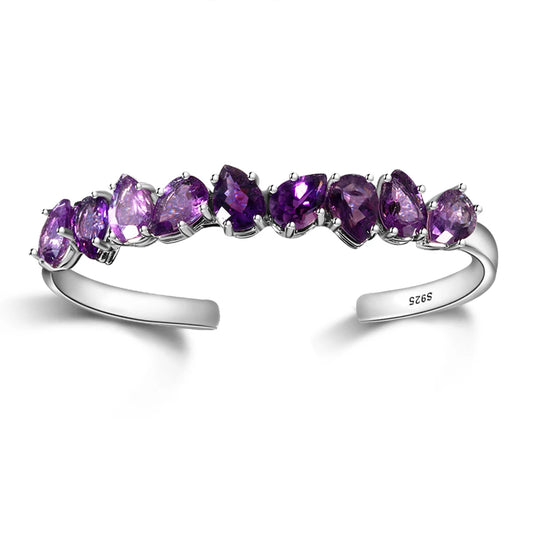 Natural Amethyst Sterling Silver Bangle