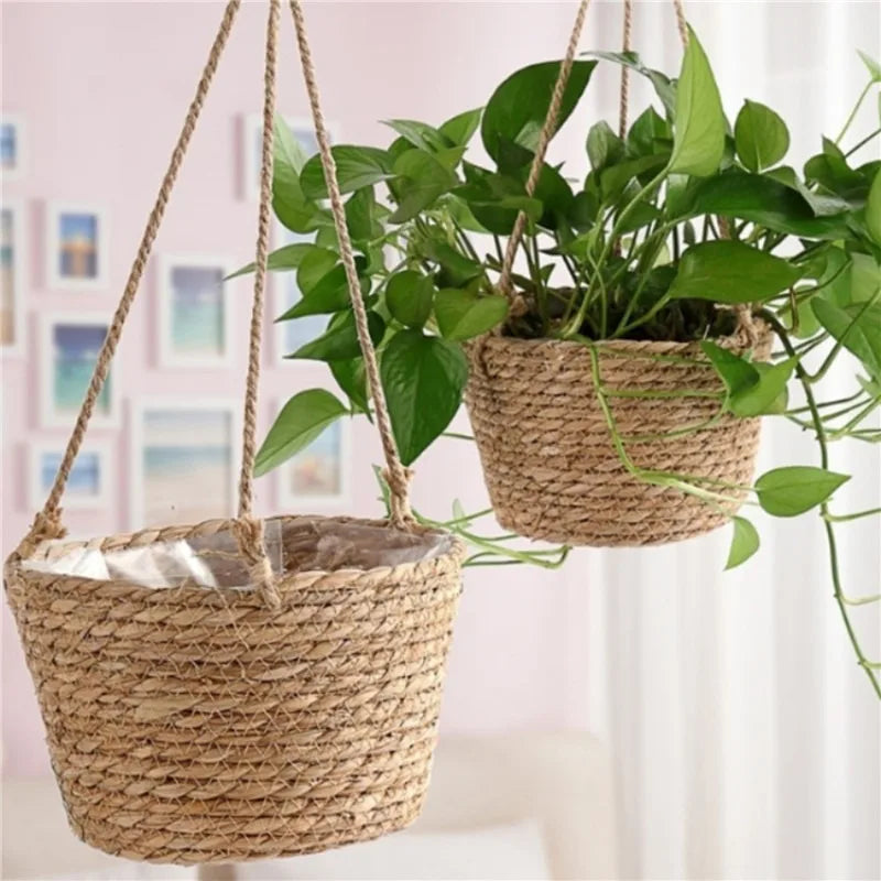 Hanging Woven Rope Planter for Indoor/Outdoor