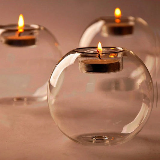 Transparent Glass Candle Holder Table Decoration