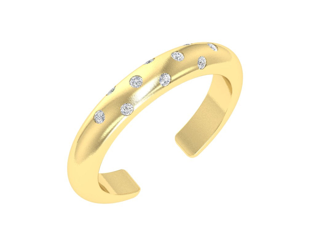 14K Solid Gold Luxury Diamond Toe Ring